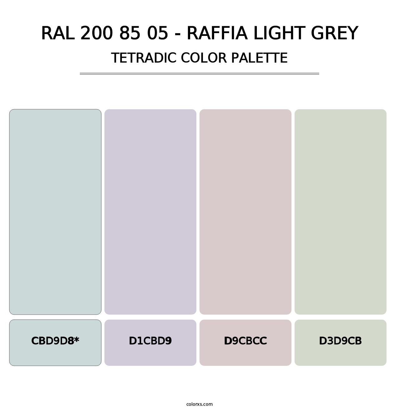 RAL 200 85 05 - Raffia Light Grey - Tetradic Color Palette