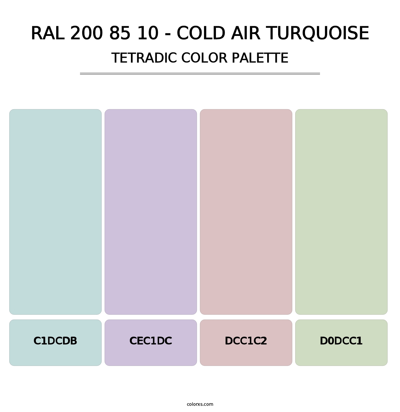 RAL 200 85 10 - Cold Air Turquoise - Tetradic Color Palette