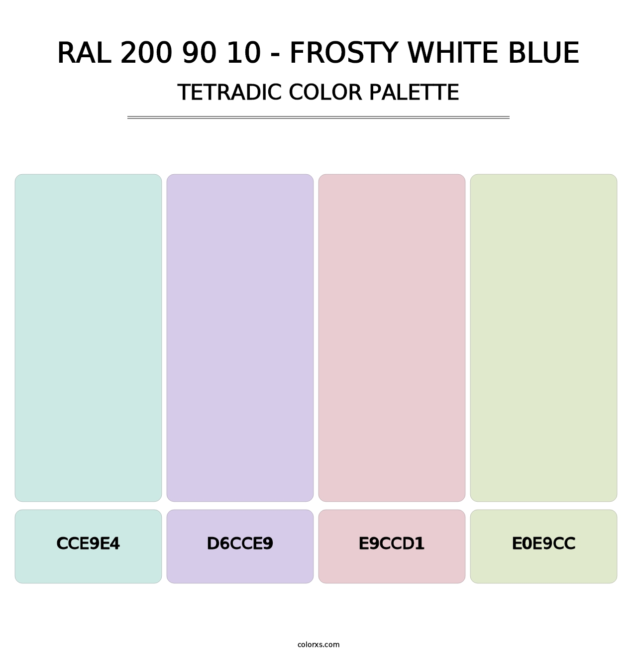 RAL 200 90 10 - Frosty White Blue - Tetradic Color Palette