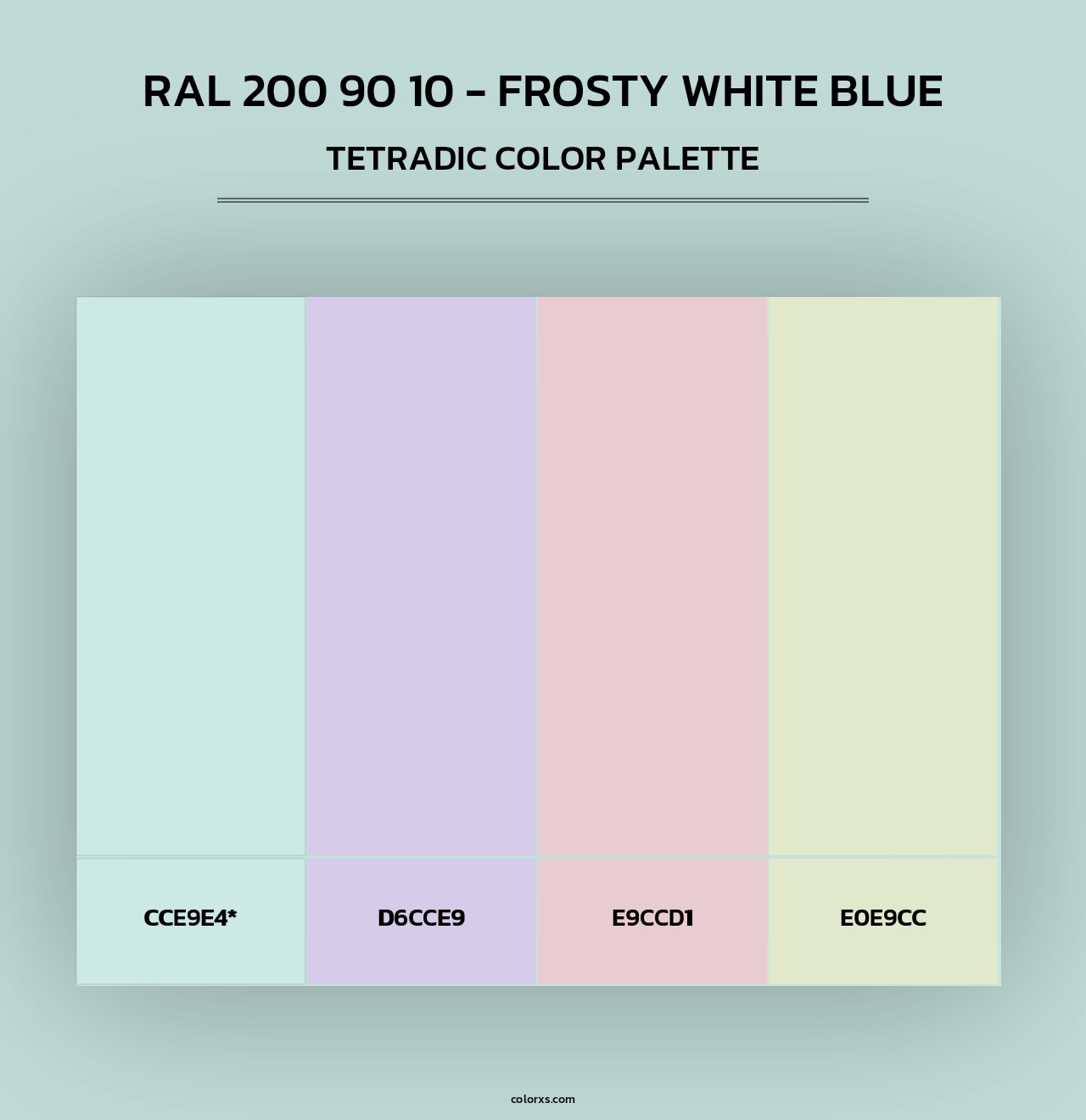 RAL 200 90 10 - Frosty White Blue - Tetradic Color Palette