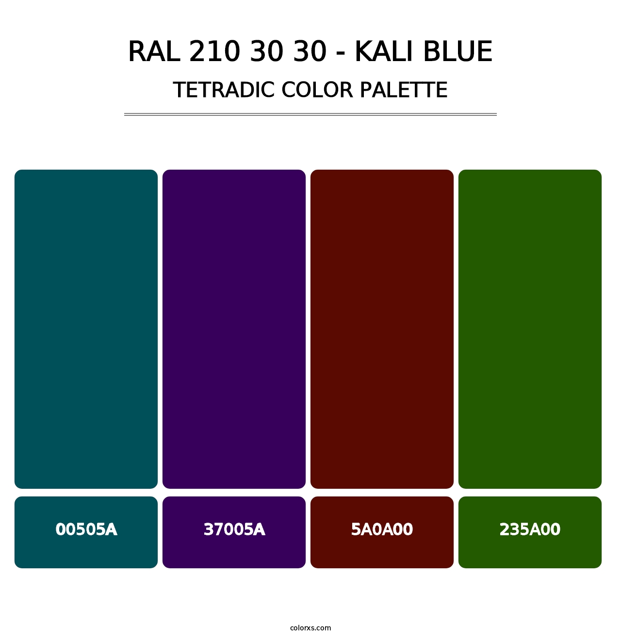RAL 210 30 30 - Kali Blue - Tetradic Color Palette