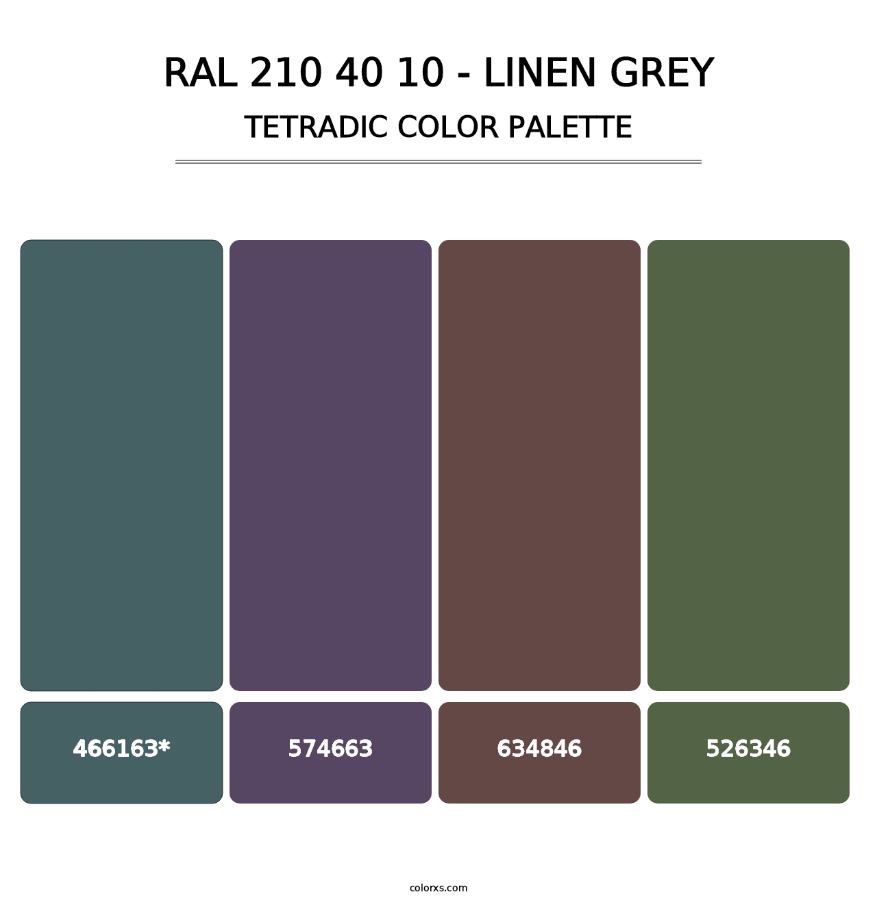 RAL 210 40 10 - Linen Grey - Tetradic Color Palette