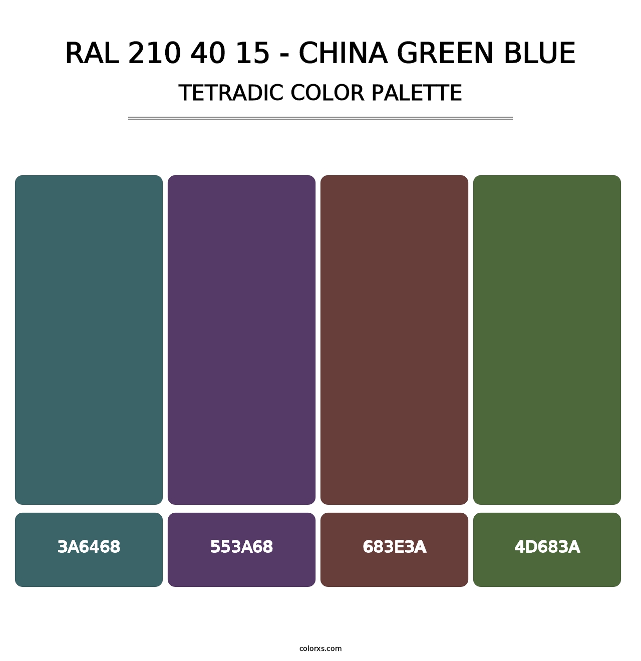 RAL 210 40 15 - China Green Blue - Tetradic Color Palette