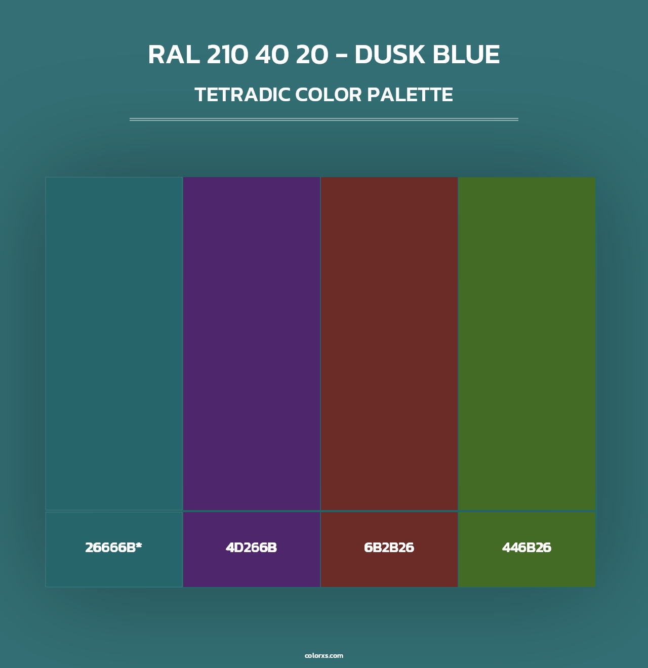 RAL 210 40 20 - Dusk Blue - Tetradic Color Palette