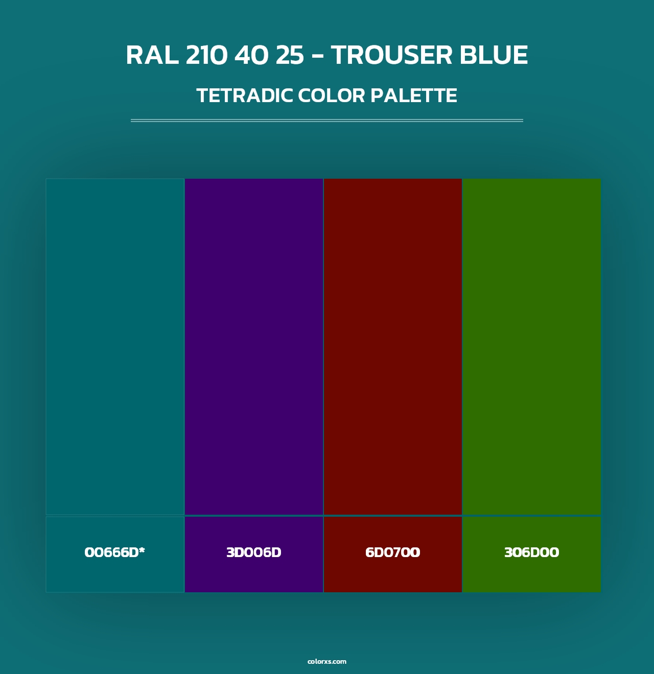 RAL 210 40 25 - Trouser Blue - Tetradic Color Palette
