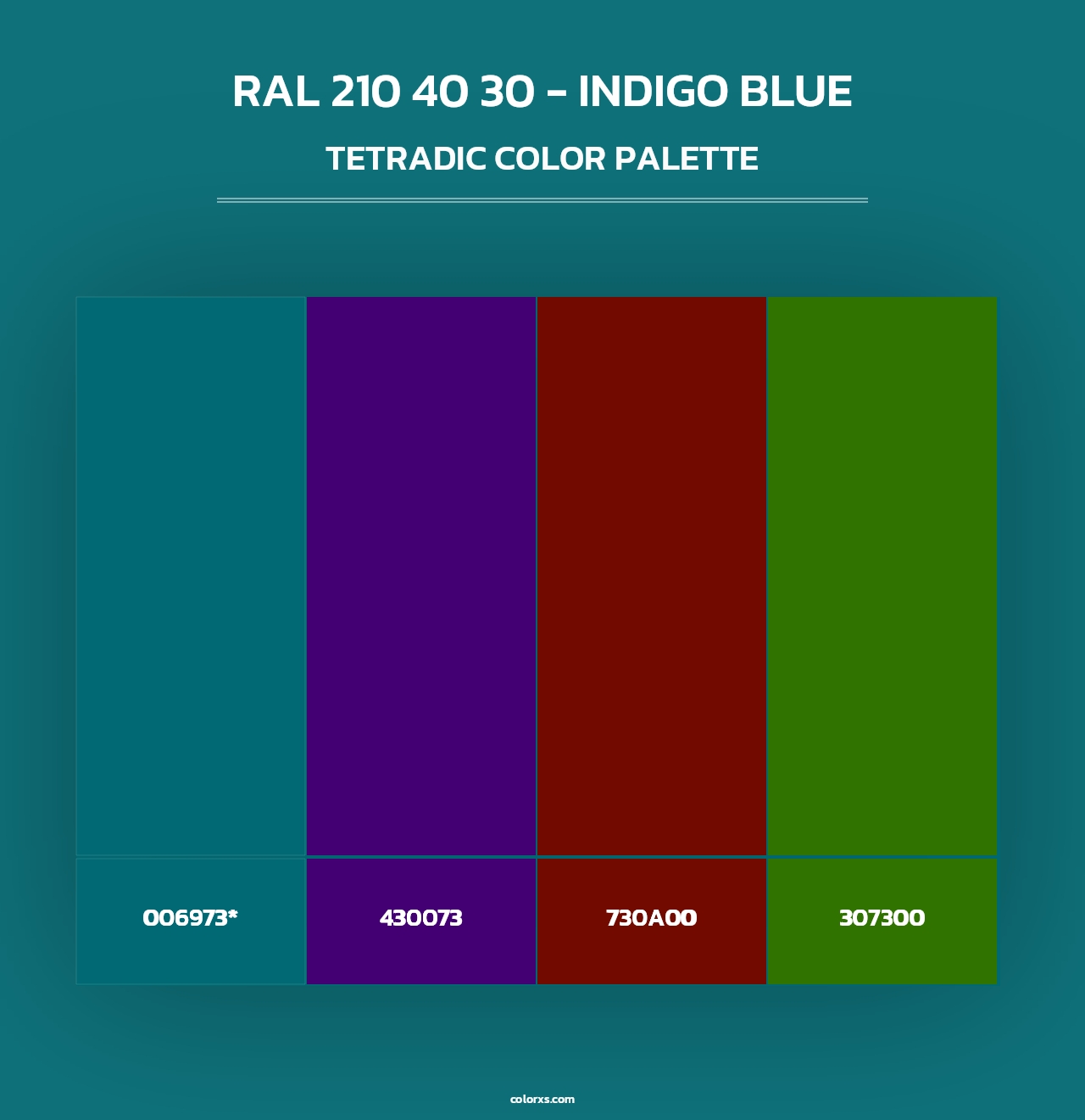 RAL 210 40 30 - Indigo Blue - Tetradic Color Palette