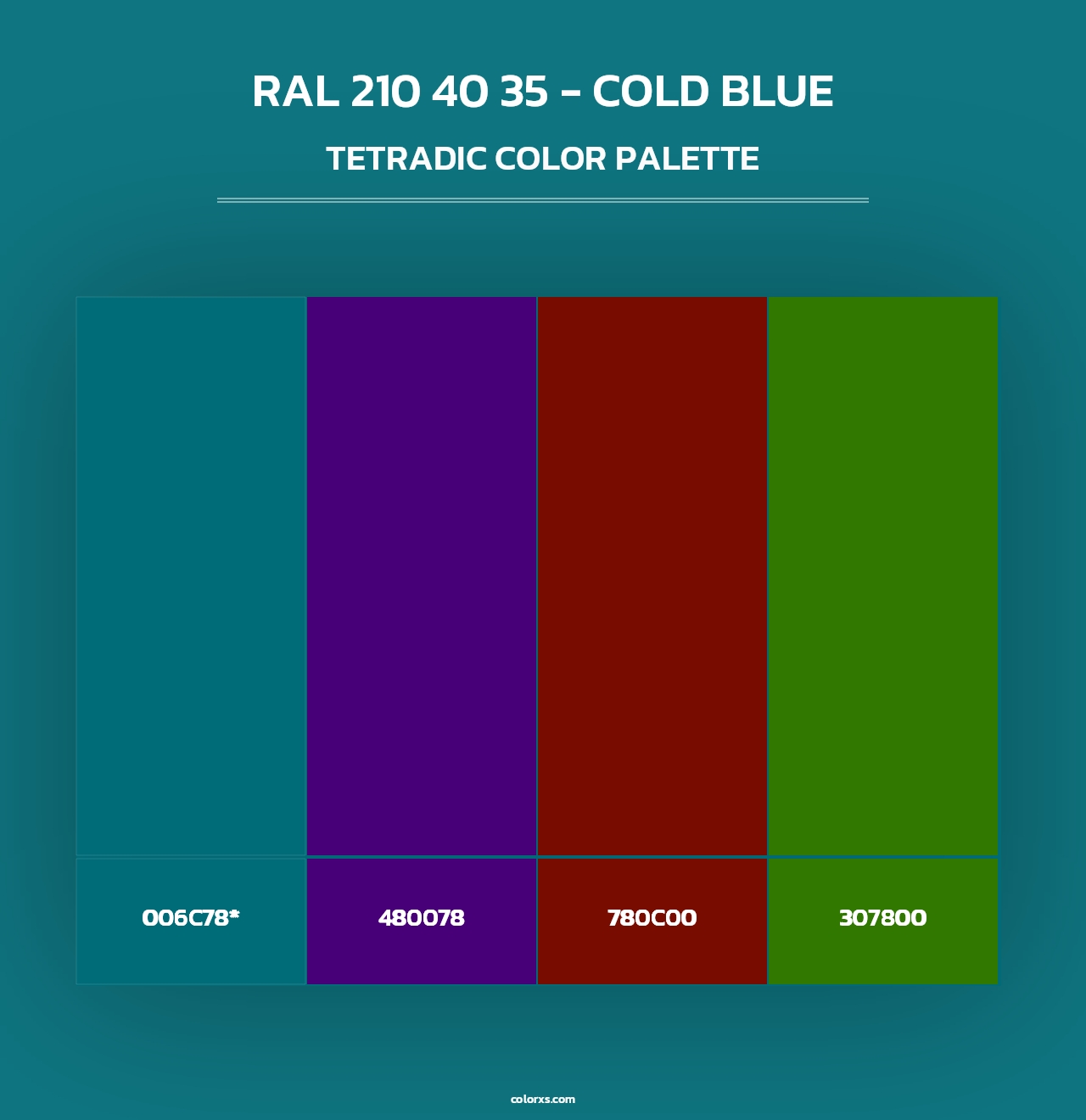 RAL 210 40 35 - Cold Blue - Tetradic Color Palette