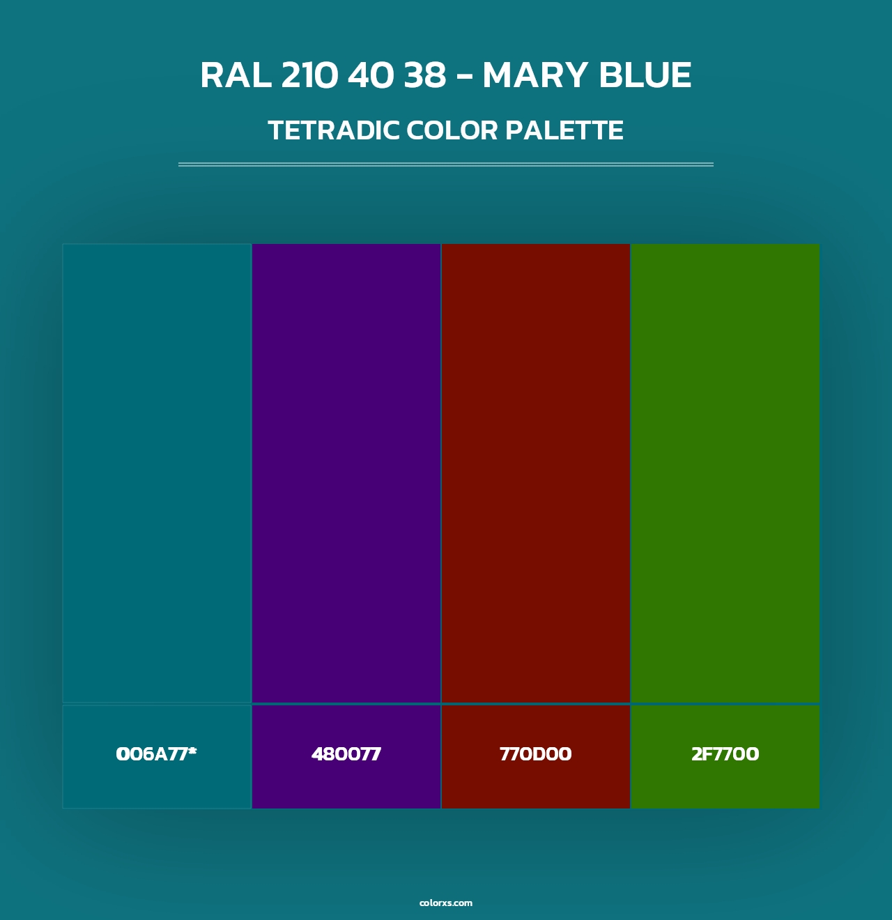 RAL 210 40 38 - Mary Blue - Tetradic Color Palette