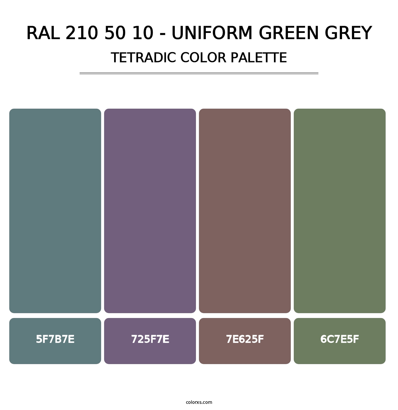 RAL 210 50 10 - Uniform Green Grey - Tetradic Color Palette