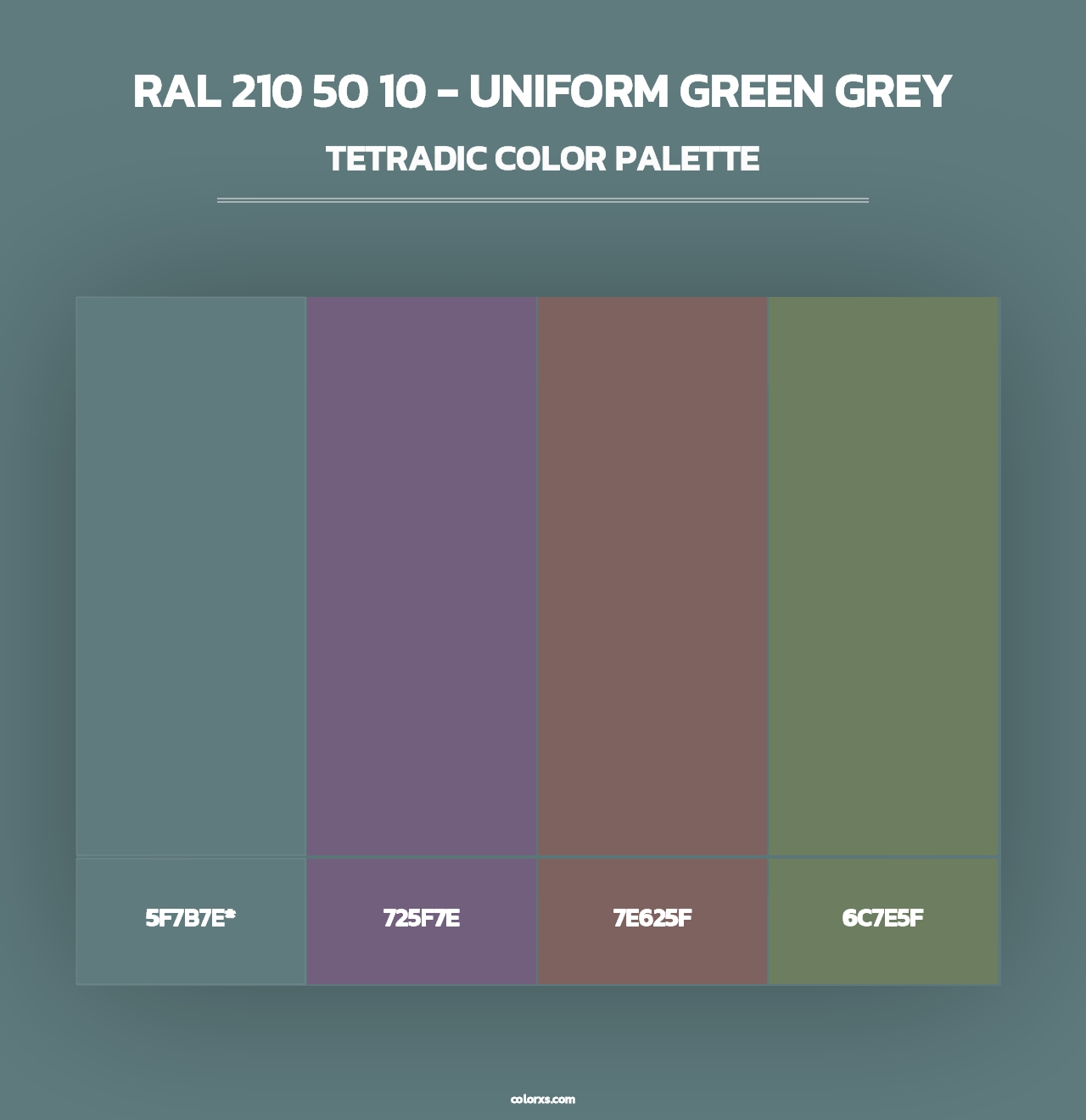 RAL 210 50 10 - Uniform Green Grey - Tetradic Color Palette