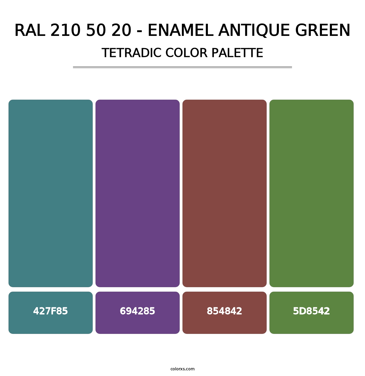 RAL 210 50 20 - Enamel Antique Green - Tetradic Color Palette