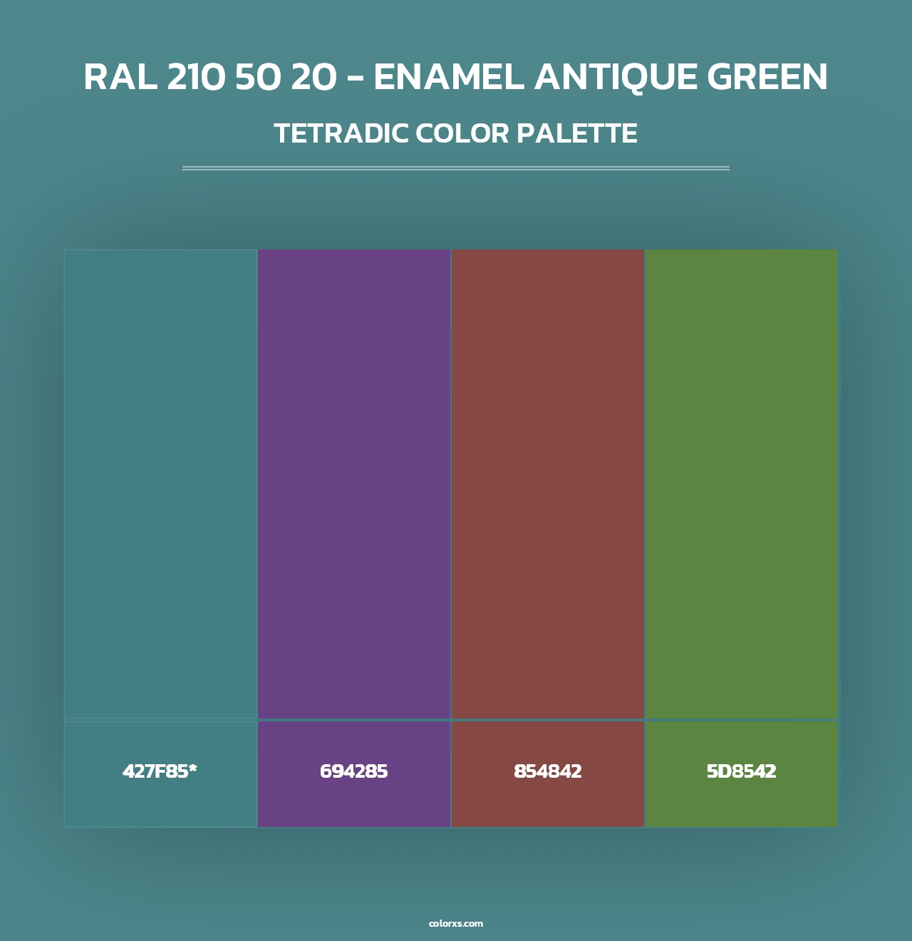 RAL 210 50 20 - Enamel Antique Green - Tetradic Color Palette