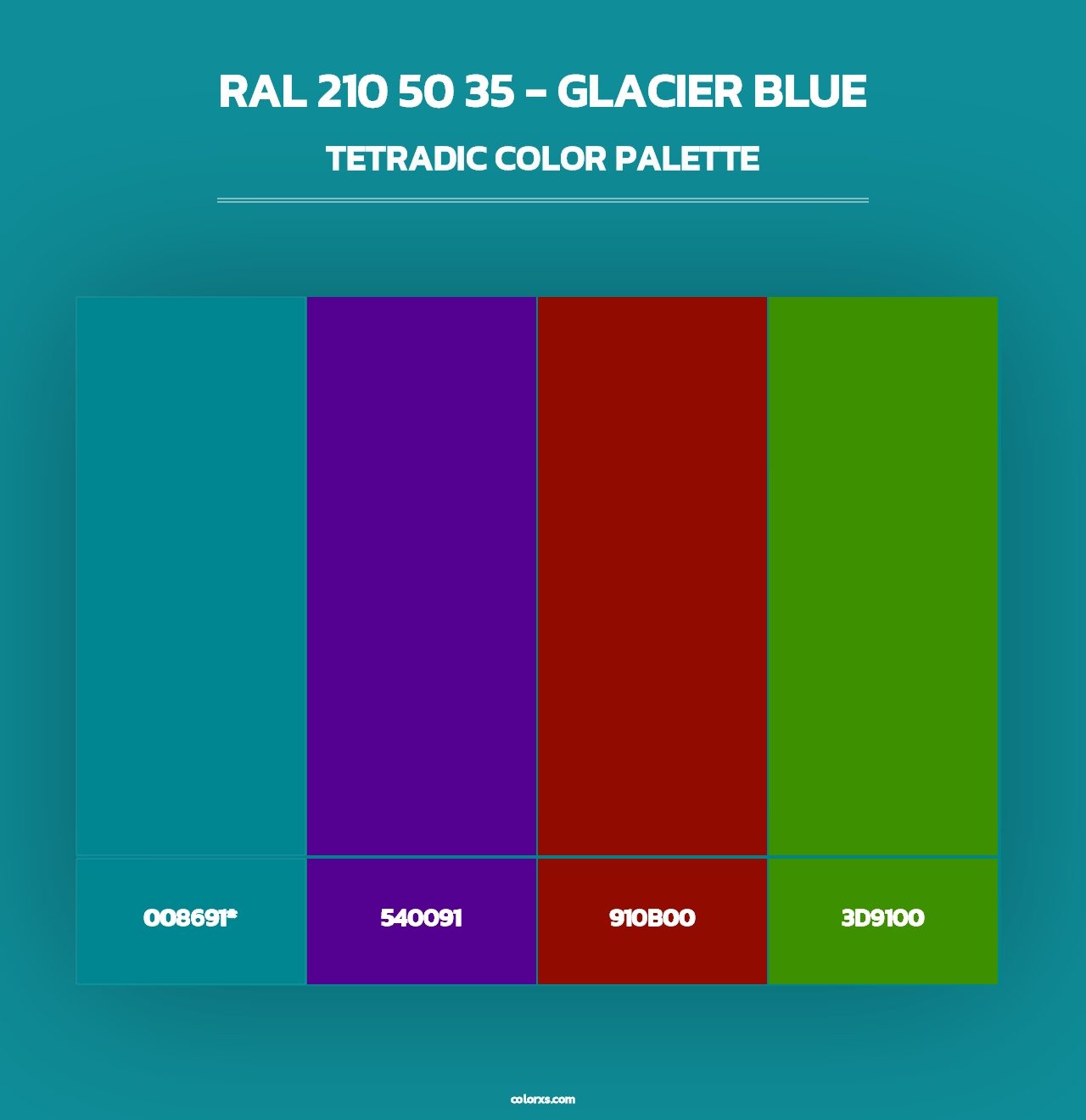 RAL 210 50 35 - Glacier Blue - Tetradic Color Palette