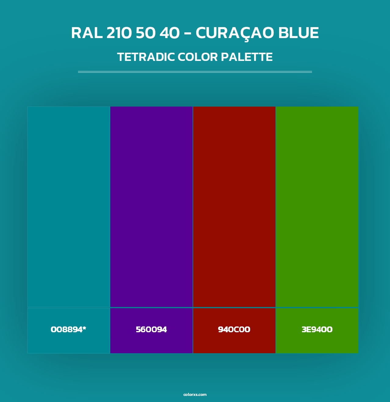 RAL 210 50 40 - Curaçao Blue - Tetradic Color Palette