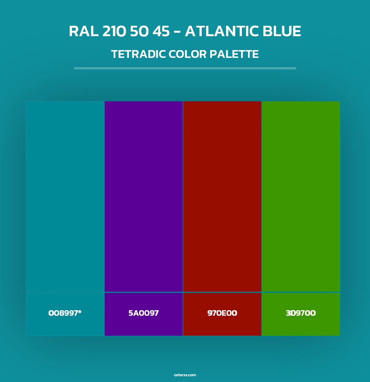 RAL 210 50 45 - Atlantic Blue - Tetradic Color Palette
