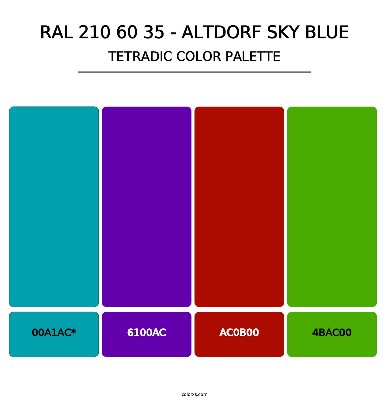 RAL 210 60 35 - Altdorf Sky Blue - Tetradic Color Palette
