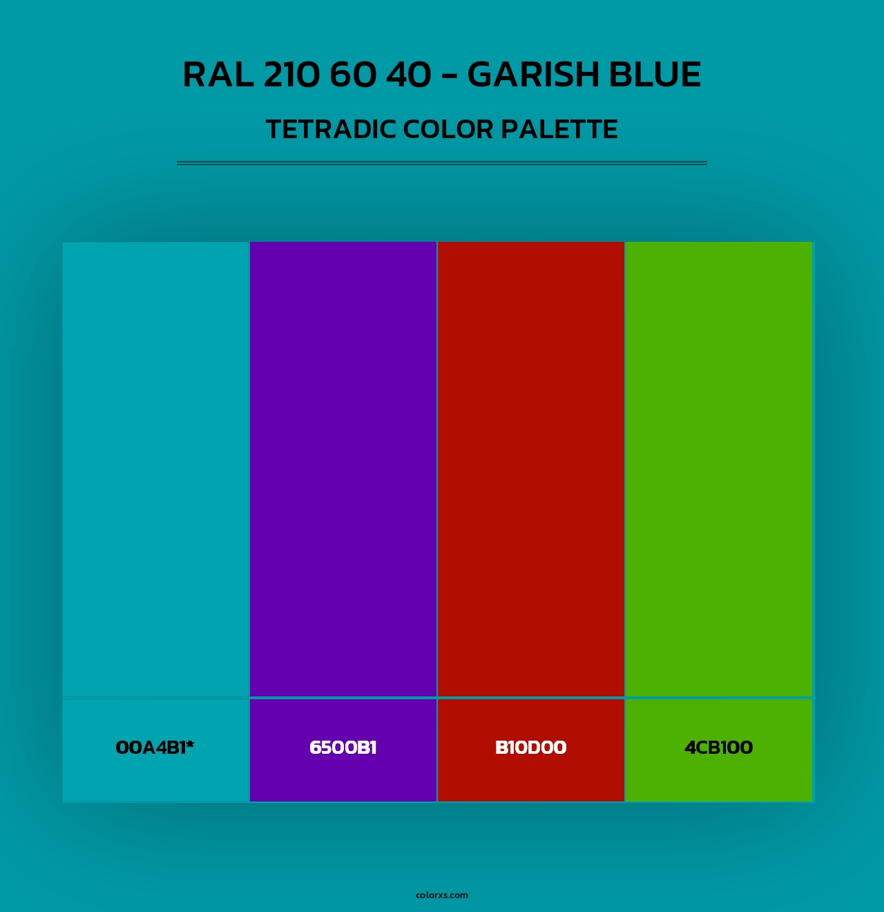 RAL 210 60 40 - Garish Blue - Tetradic Color Palette
