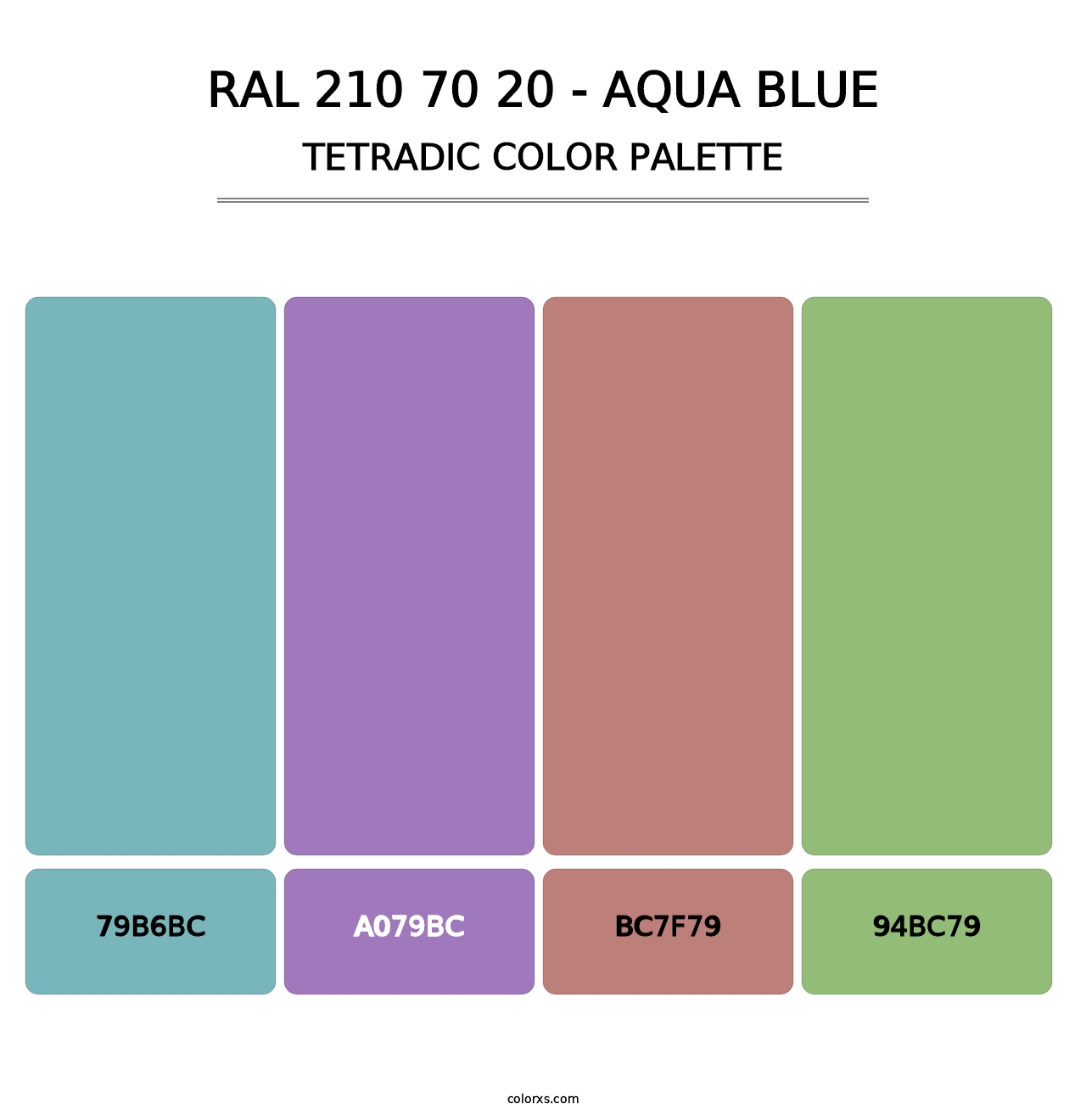 RAL 210 70 20 - Aqua Blue - Tetradic Color Palette