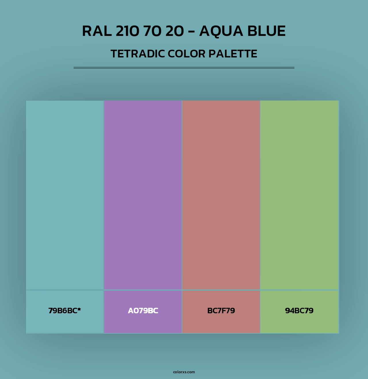 RAL 210 70 20 - Aqua Blue - Tetradic Color Palette