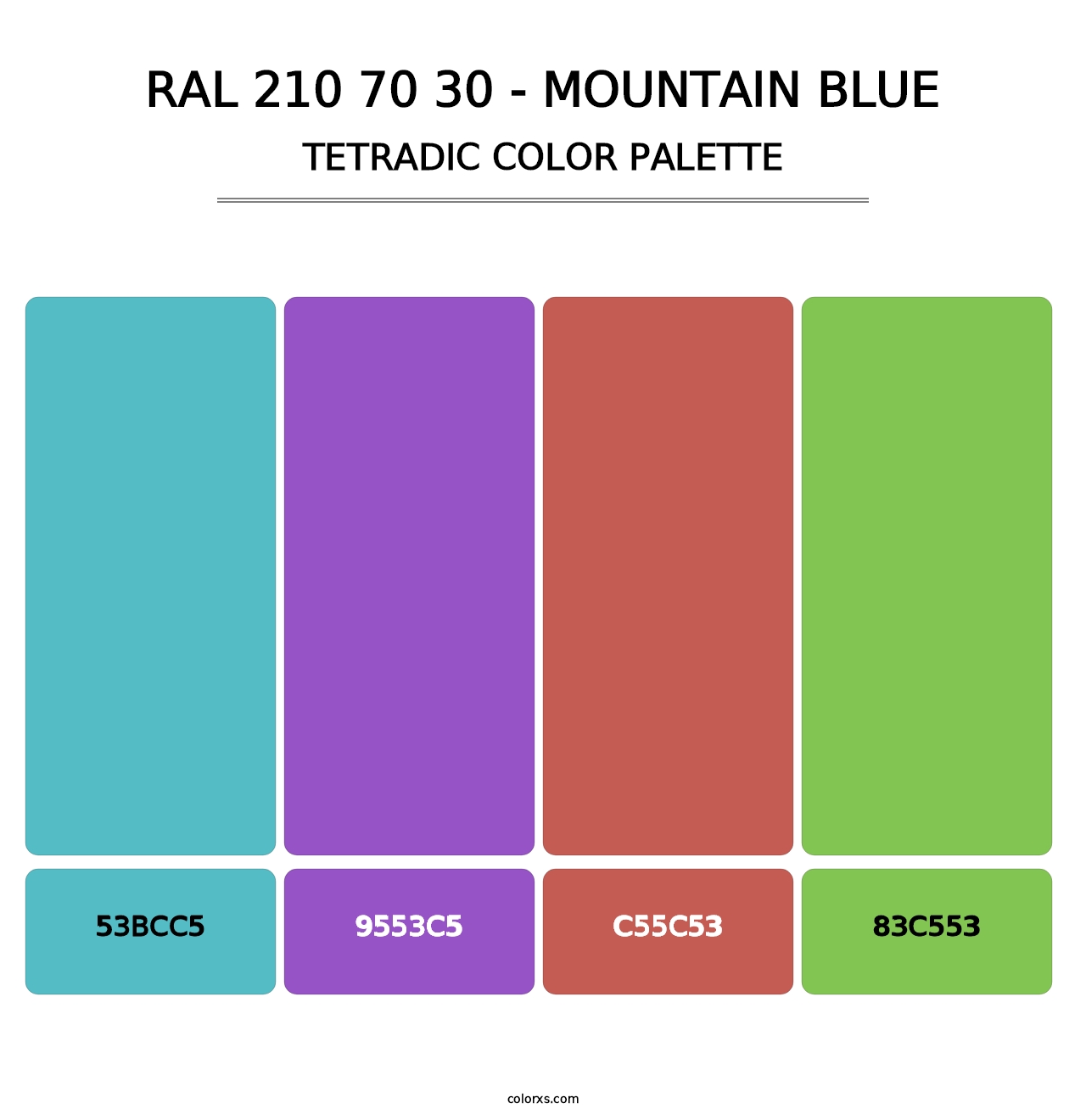 RAL 210 70 30 - Mountain Blue - Tetradic Color Palette
