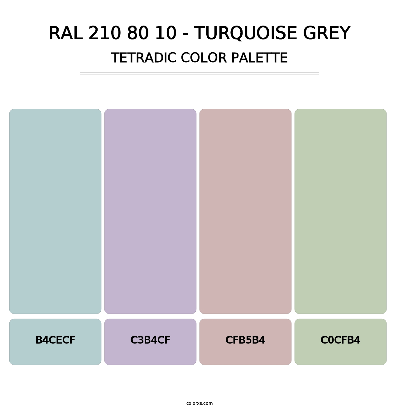 RAL 210 80 10 - Turquoise Grey - Tetradic Color Palette