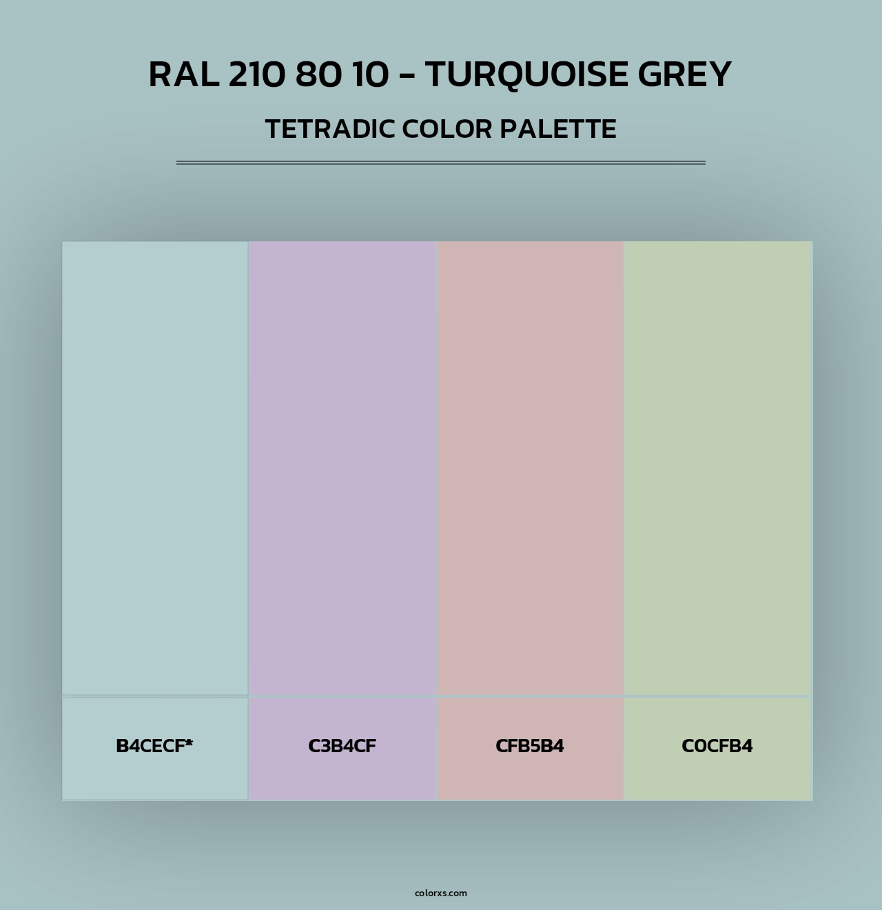 RAL 210 80 10 - Turquoise Grey - Tetradic Color Palette