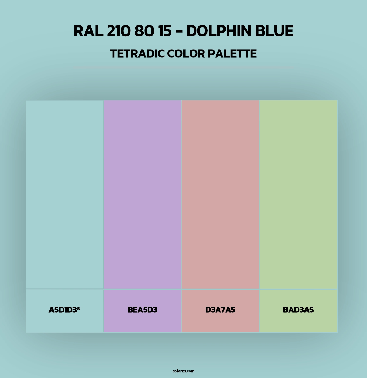 RAL 210 80 15 - Dolphin Blue - Tetradic Color Palette