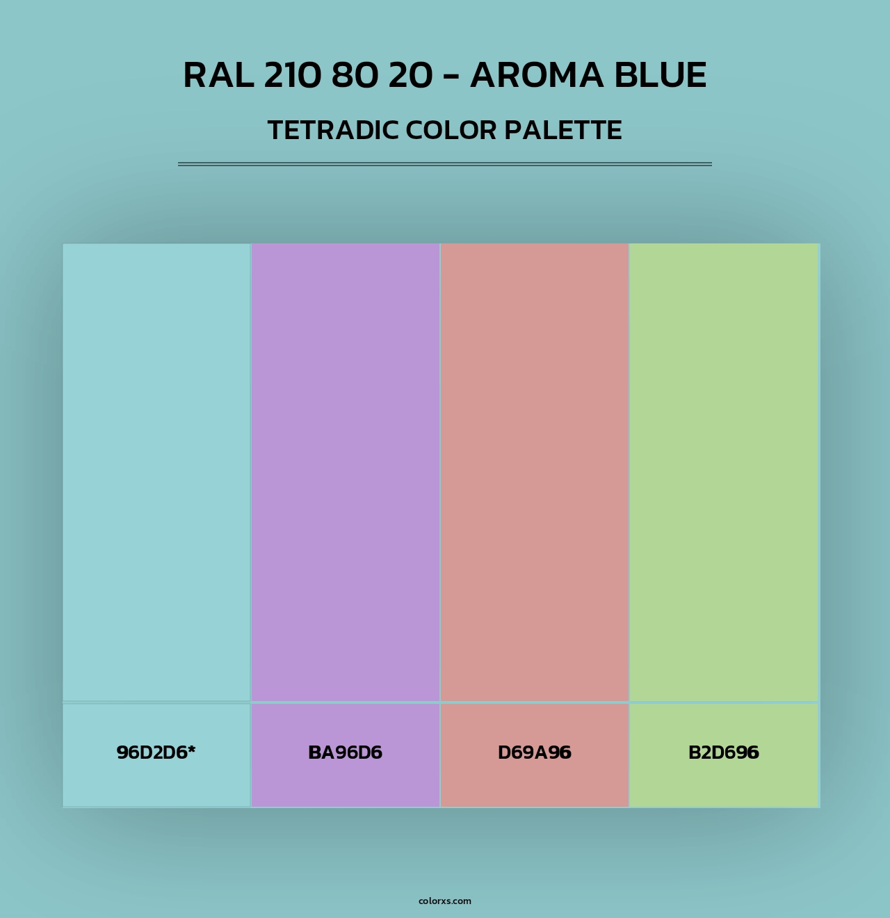 RAL 210 80 20 - Aroma Blue - Tetradic Color Palette