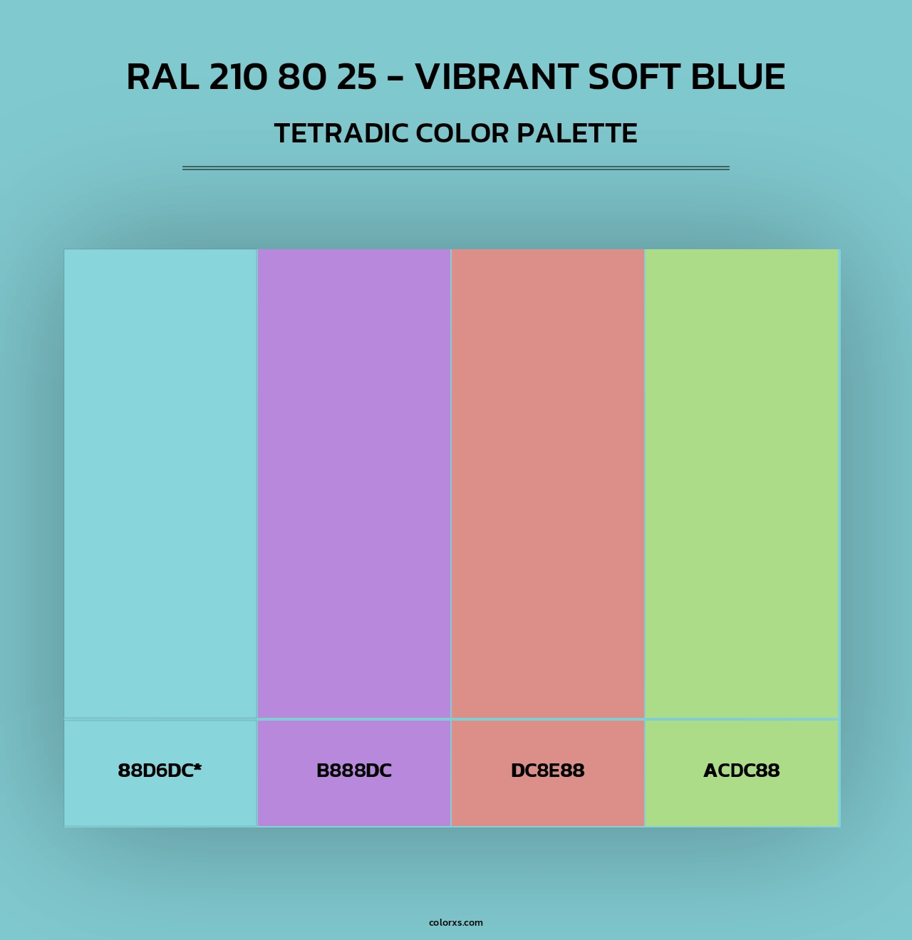 RAL 210 80 25 - Vibrant Soft Blue - Tetradic Color Palette