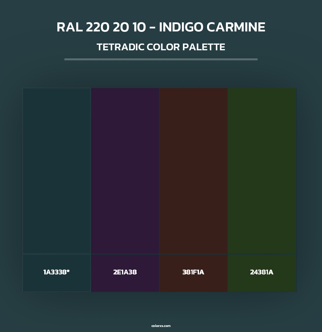 RAL 220 20 10 - Indigo Carmine - Tetradic Color Palette