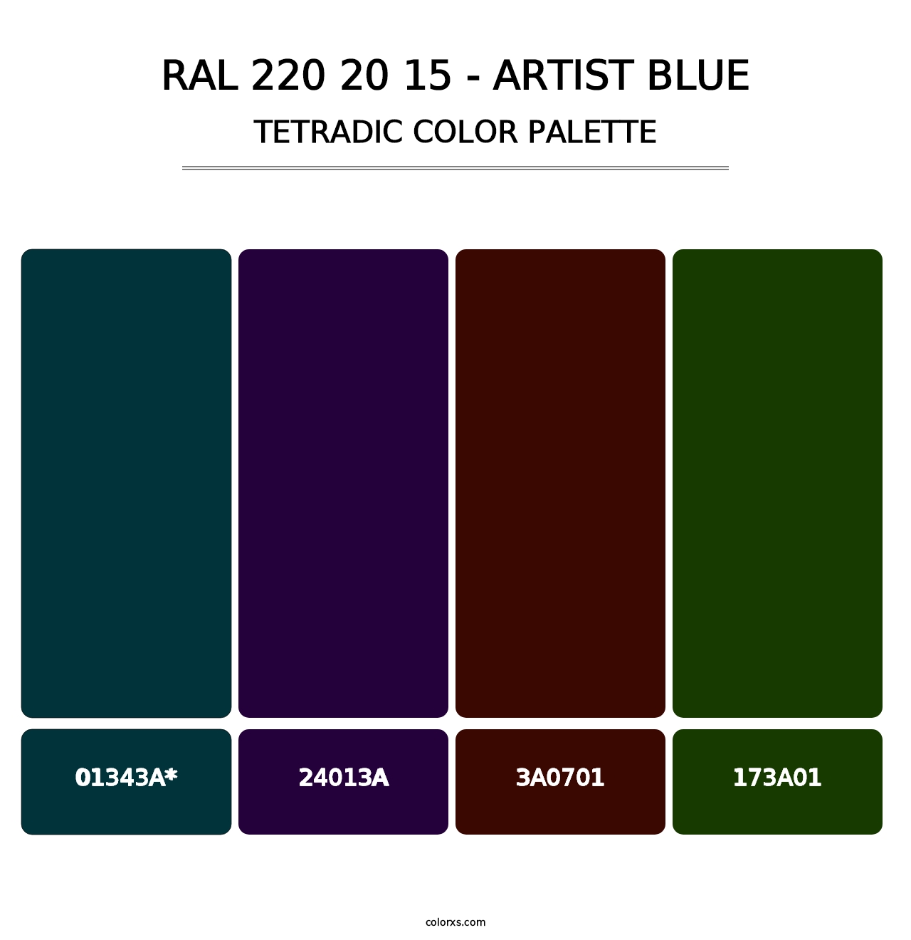 RAL 220 20 15 - Artist Blue - Tetradic Color Palette
