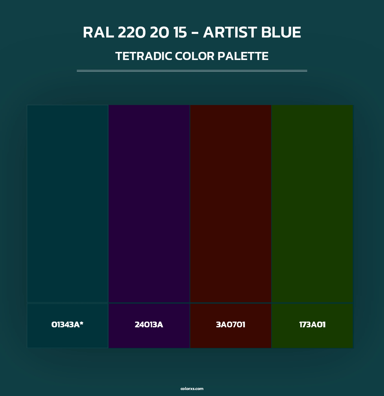 RAL 220 20 15 - Artist Blue - Tetradic Color Palette