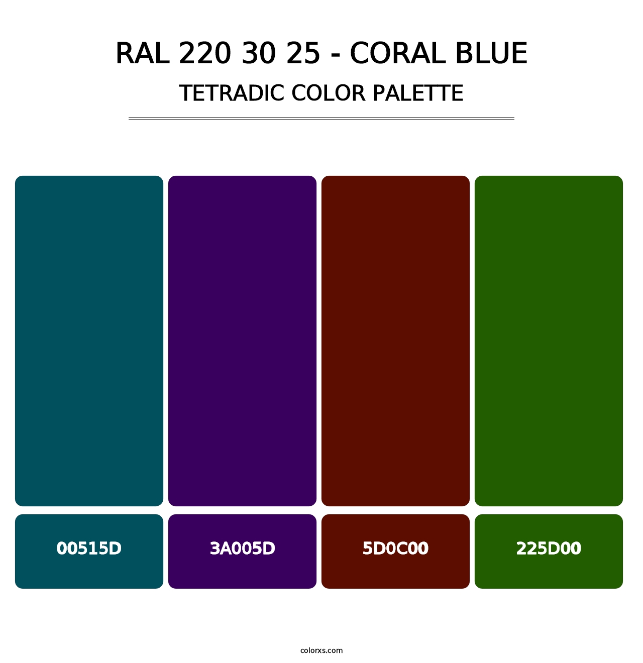 RAL 220 30 25 - Coral Blue - Tetradic Color Palette