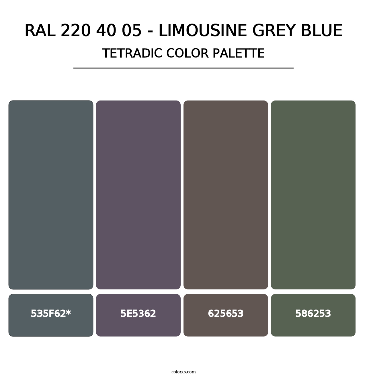 RAL 220 40 05 - Limousine Grey Blue - Tetradic Color Palette