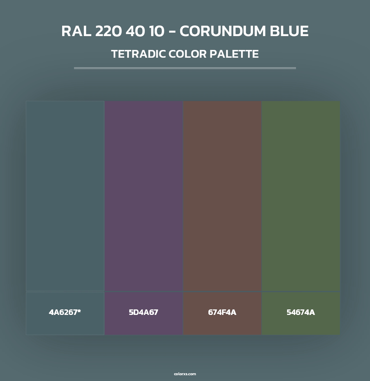 RAL 220 40 10 - Corundum Blue - Tetradic Color Palette