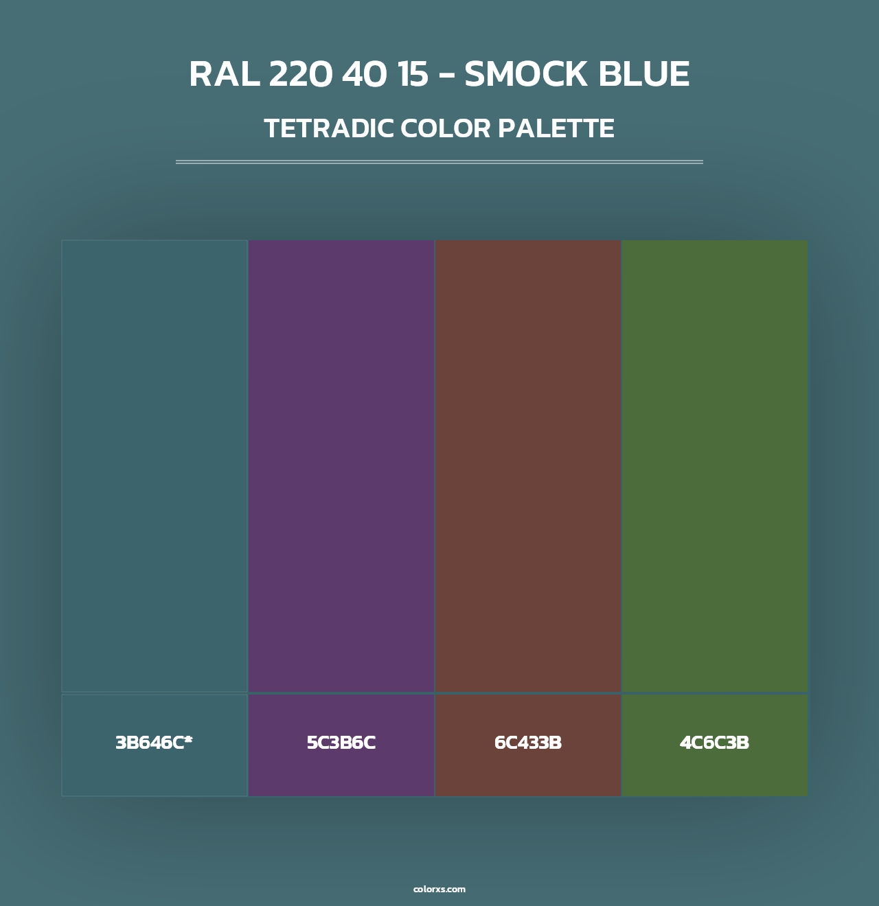 RAL 220 40 15 - Smock Blue - Tetradic Color Palette