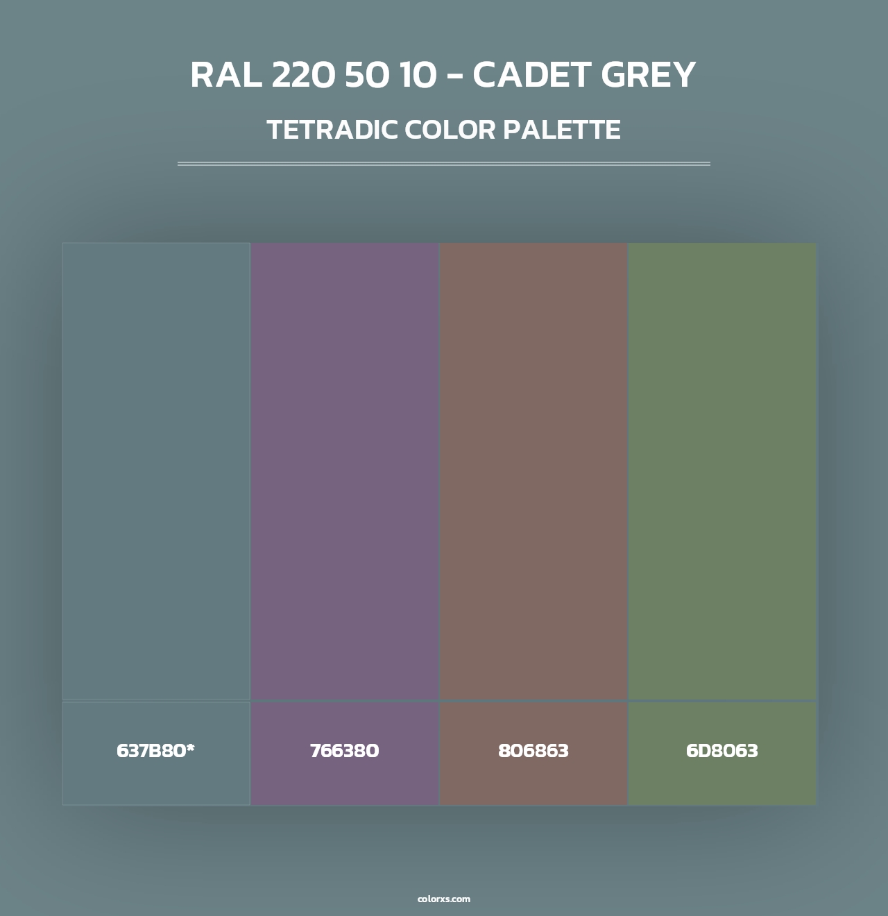 RAL 220 50 10 - Cadet Grey - Tetradic Color Palette