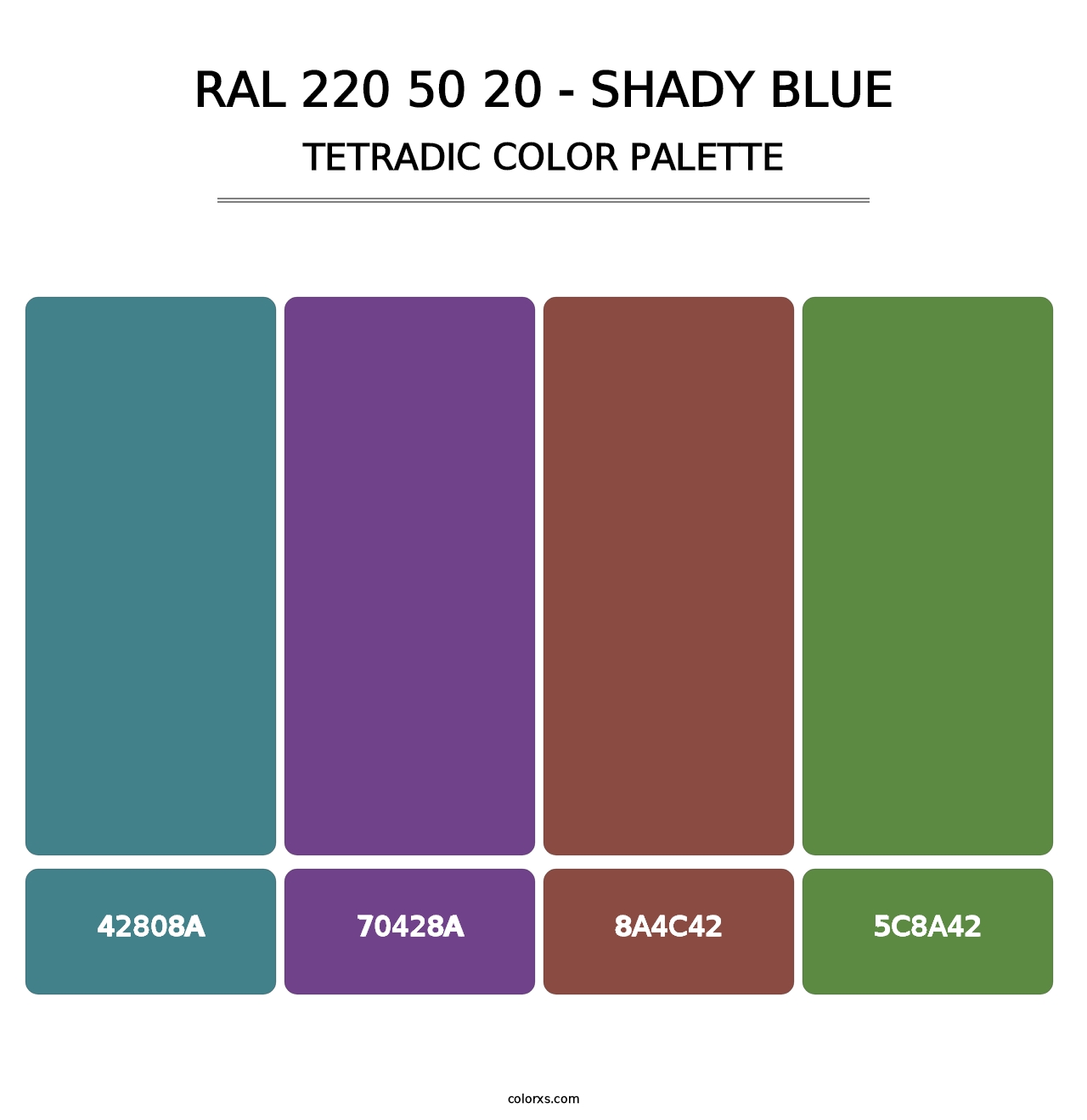 RAL 220 50 20 - Shady Blue - Tetradic Color Palette
