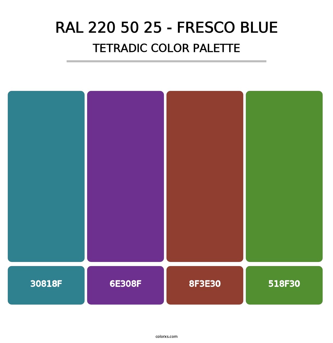 RAL 220 50 25 - Fresco Blue - Tetradic Color Palette
