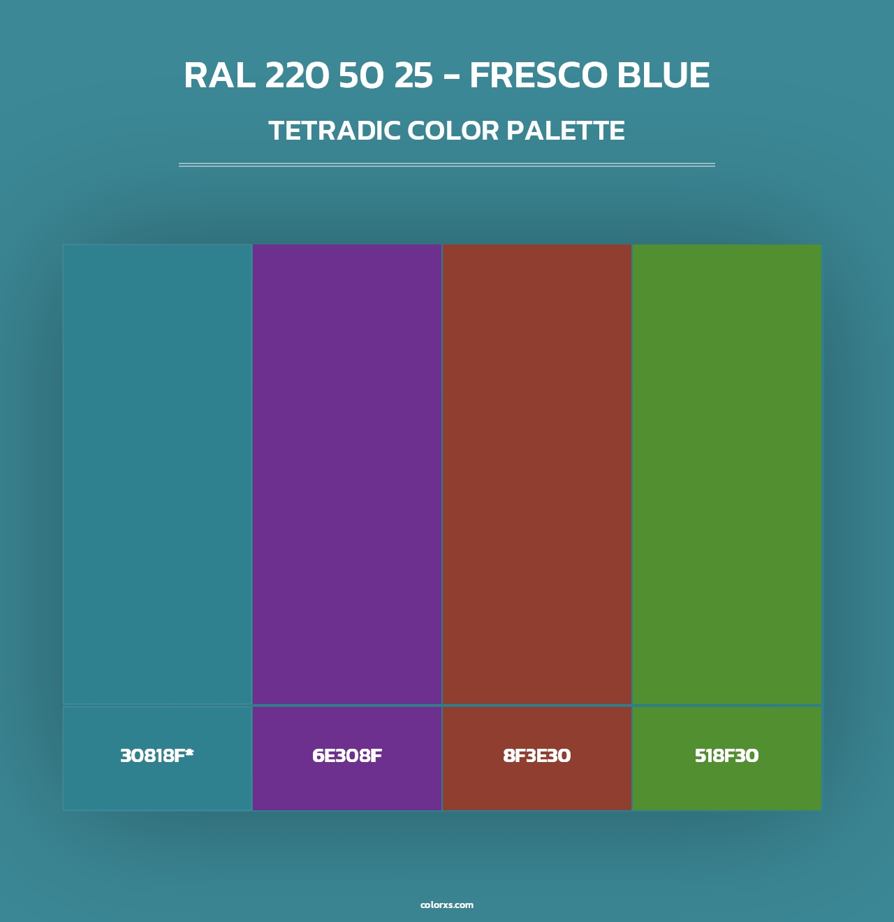 RAL 220 50 25 - Fresco Blue - Tetradic Color Palette