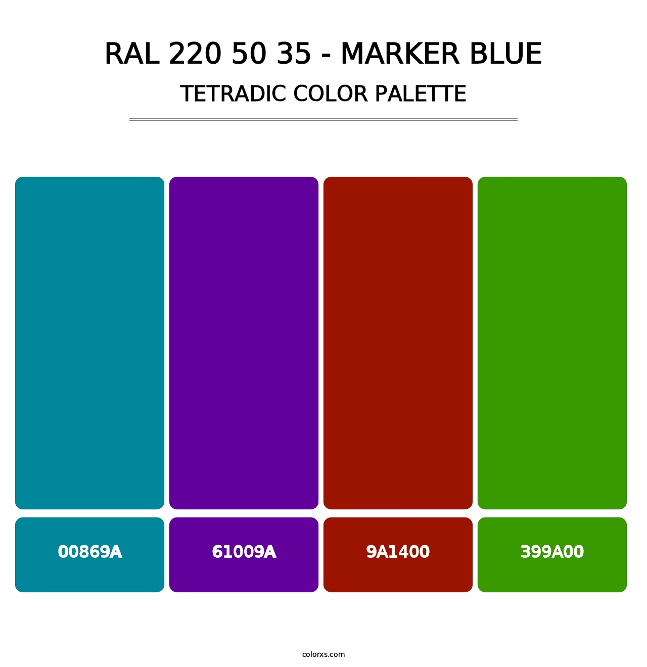 RAL 220 50 35 - Marker Blue - Tetradic Color Palette