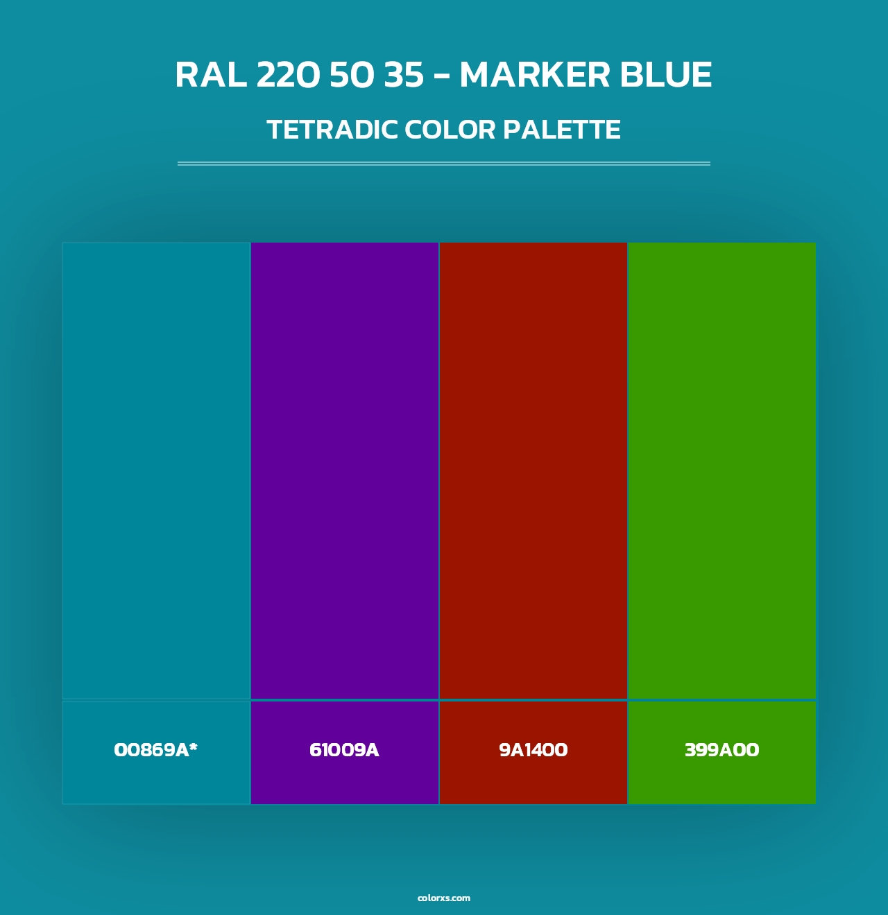 RAL 220 50 35 - Marker Blue - Tetradic Color Palette