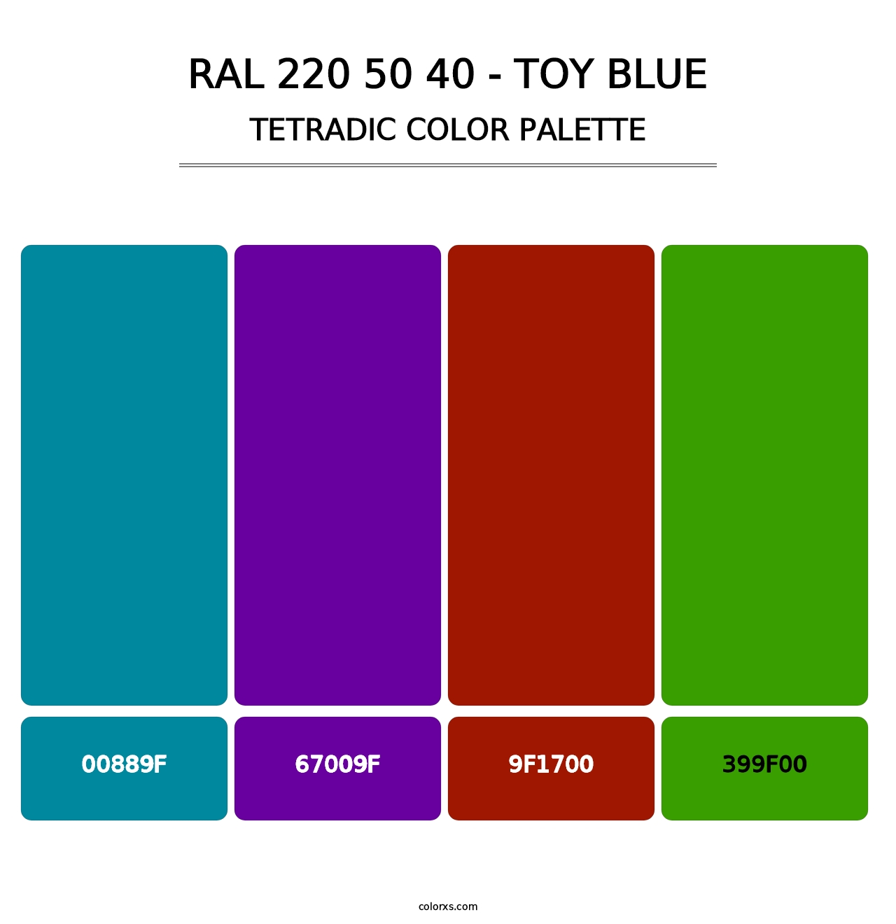 RAL 220 50 40 - Toy Blue - Tetradic Color Palette