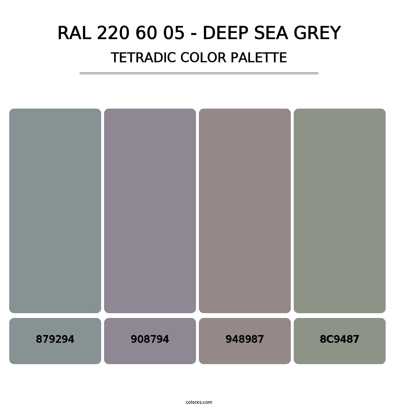 RAL 220 60 05 - Deep Sea Grey - Tetradic Color Palette