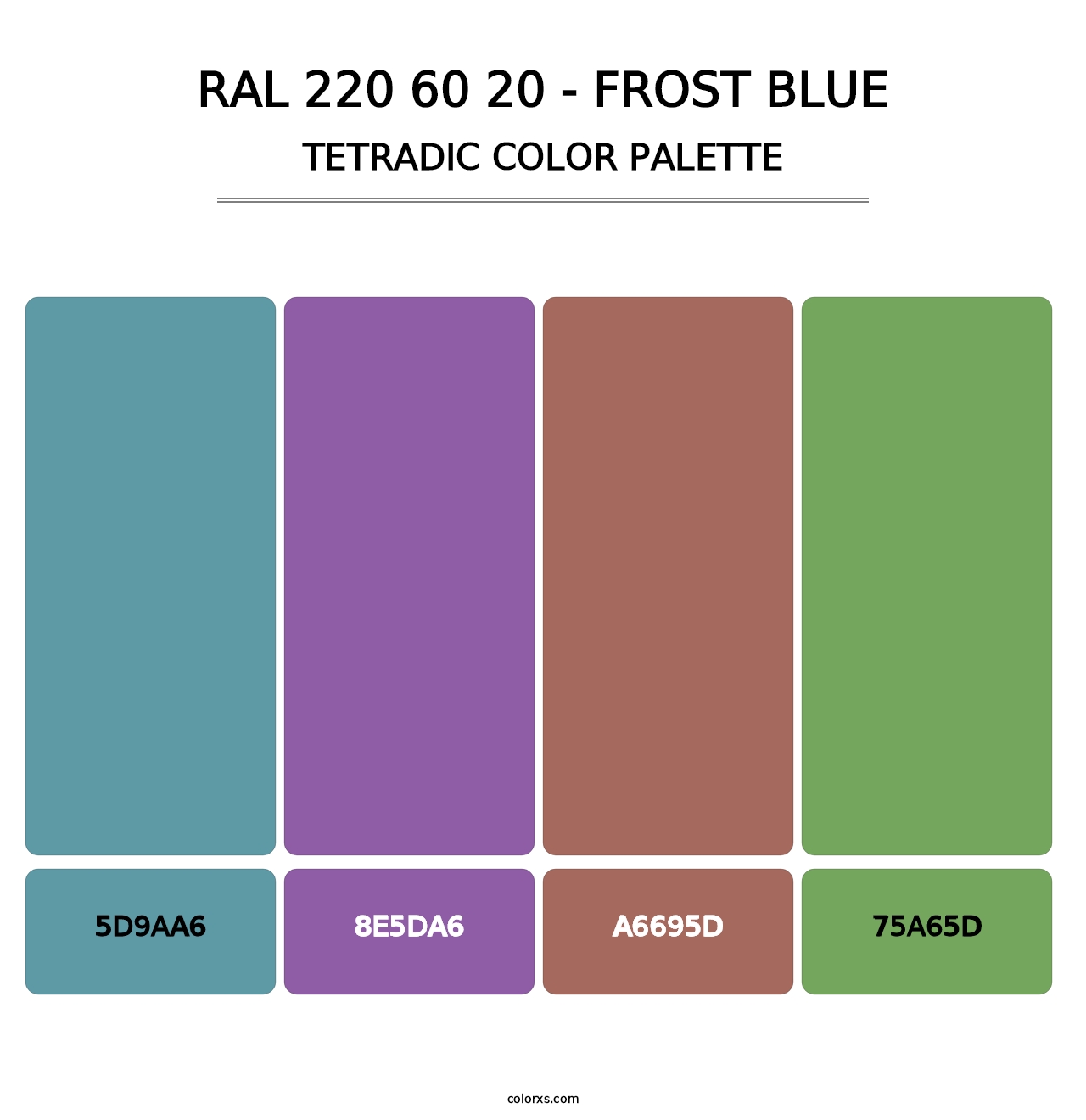 RAL 220 60 20 - Frost Blue - Tetradic Color Palette