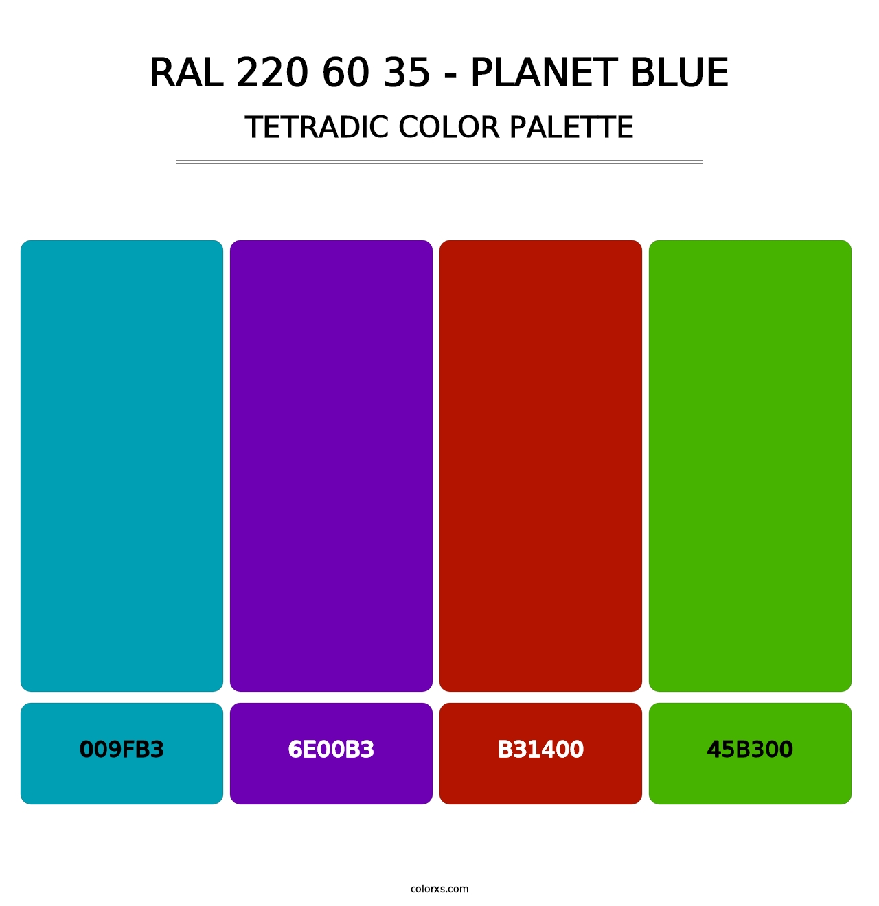 RAL 220 60 35 - Planet Blue - Tetradic Color Palette