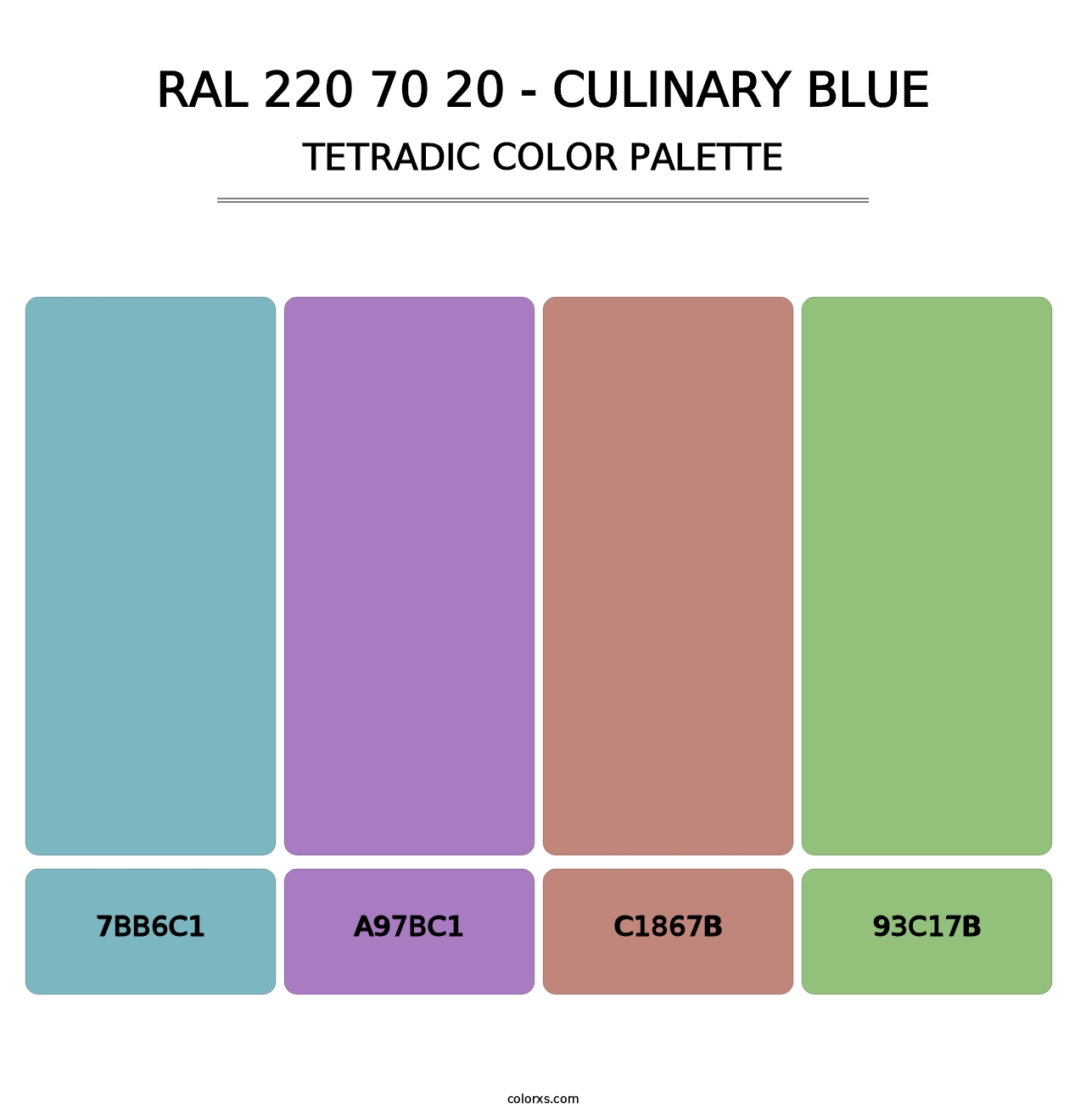 RAL 220 70 20 - Culinary Blue - Tetradic Color Palette