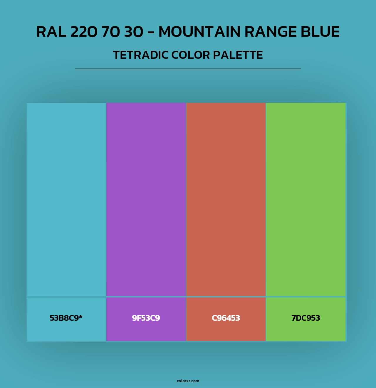 RAL 220 70 30 - Mountain Range Blue - Tetradic Color Palette
