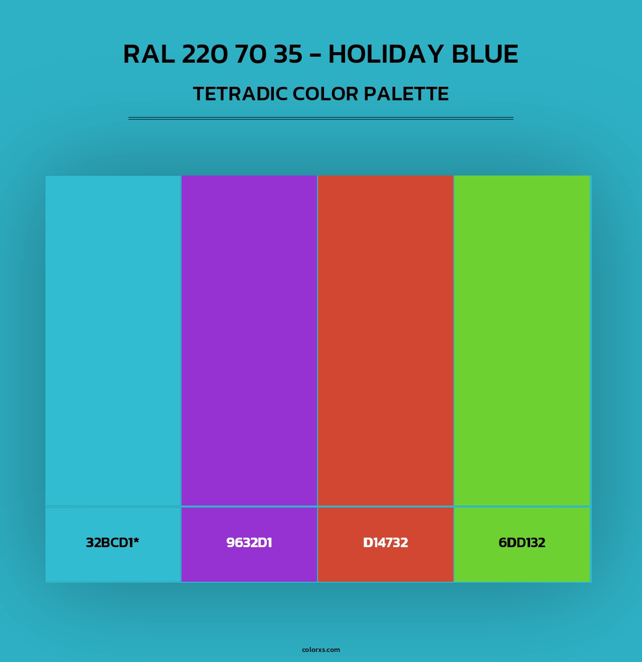 RAL 220 70 35 - Holiday Blue - Tetradic Color Palette