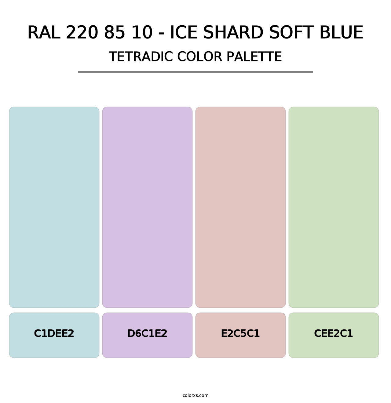 RAL 220 85 10 - Ice Shard Soft Blue - Tetradic Color Palette